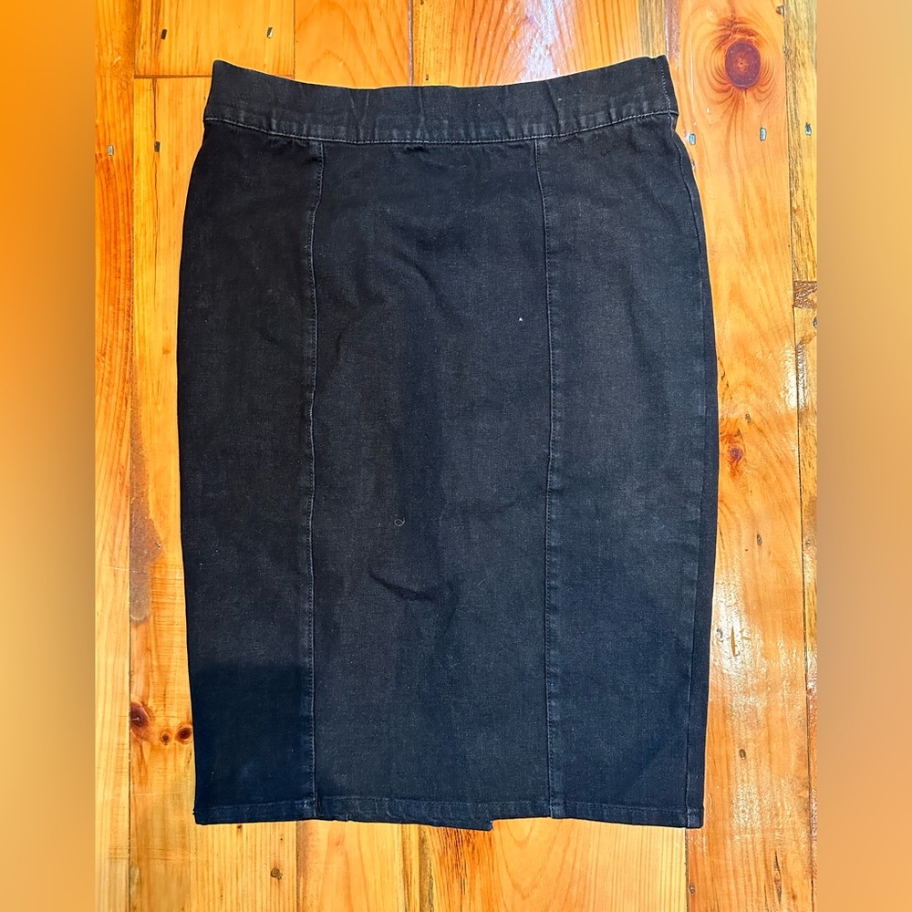 Black denim pencil skirt